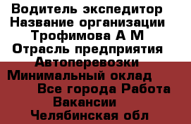 Водитель-экспедитор › Название организации ­ Трофимова А.М › Отрасль предприятия ­ Автоперевозки › Минимальный оклад ­ 65 000 - Все города Работа » Вакансии   . Челябинская обл.